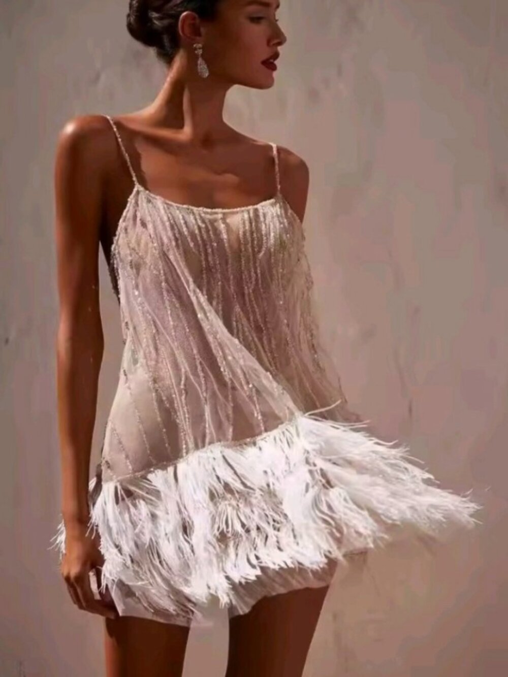 Sexy Backless Short Dress Tassel Strapless Party Dress Street Style Hollow